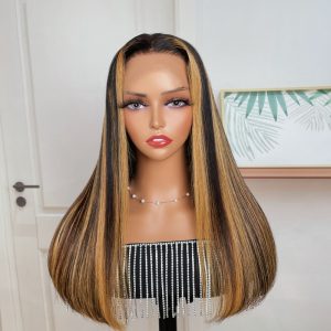 Nadula Lace Front Honey Blonde Balayage Straight Wig Dark Roots Ombre Brown Highlights Wig With Baby Hair, Catalog Online Nadula 2092