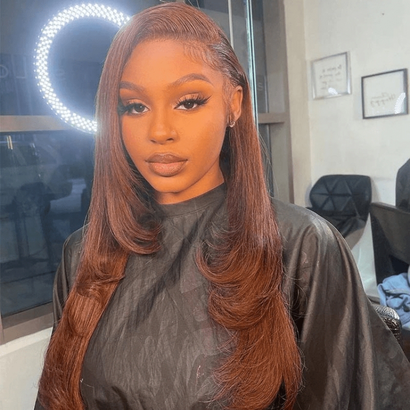 Nadula Whatsapp Flash Deal 13X4 Lace Front Bone Straight Layered Haircut Dark Brown Color Wig, Catalog Online Nadula 2298