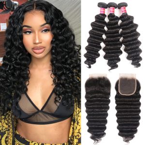 Nadula 3 Bundles Loose Deep Wave Bundles With 4x4 Lace Closure Soft Unprocessed Virgin Human Hair, Catalog Online Nadula 705