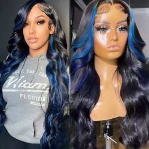 Nadula 13x4 Blue Highlight Wig Pre-plucked Body Wave Lace Front Wig Colored Human Hair Wigs for Women, Catalog Online Nadula 2699
