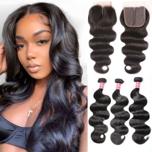 Nadula Middle Part Body Wave Closure with 3 Bundles Hair Weave 100% Virgin Human Hair, Catalog Online Nadula 1118