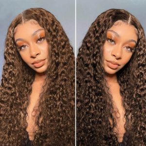 Nadula Brown Curly Wave T Part Lace Part Wig Human Hair Wigs Wavy Wig #4 Colored Wigs, Catalog Online Nadula 1642