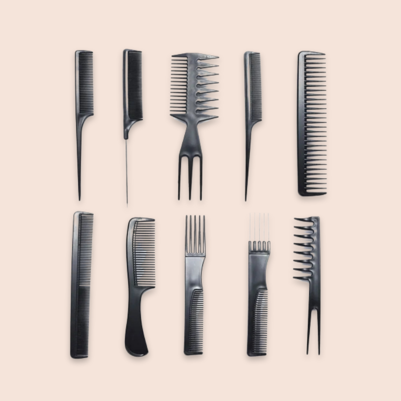 Nadula 10pc/set Hair Styling Hairdressing Black Plastic Brush Combs Modelling Tools, Catalog Online Nadula 1793