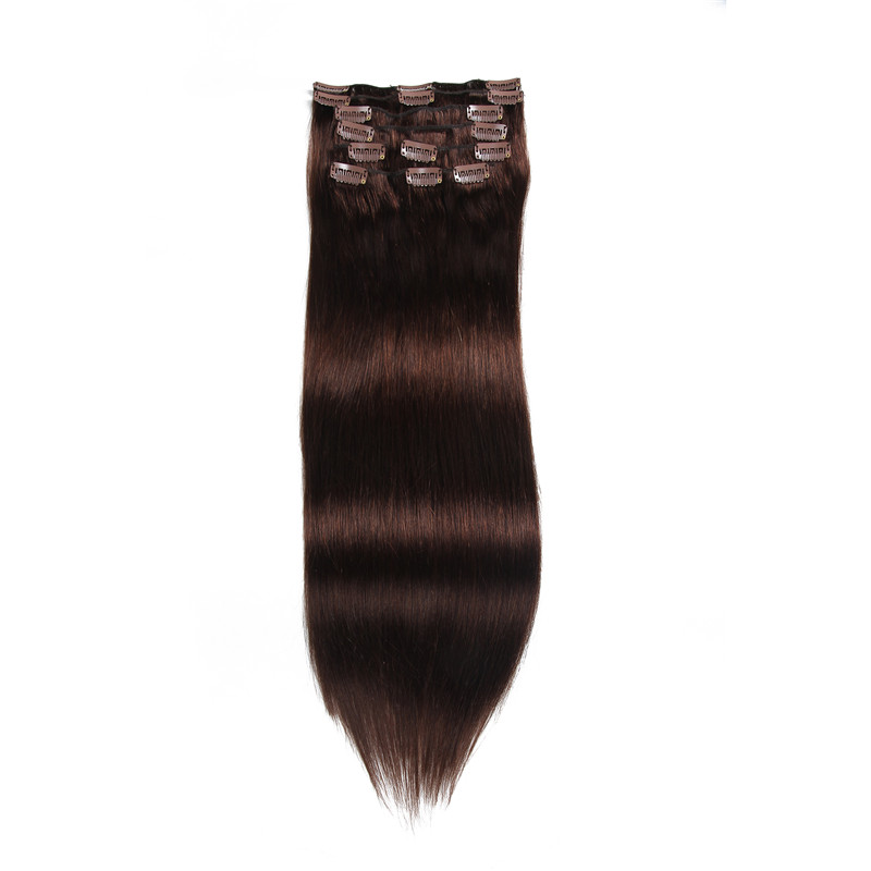 Nadula #2 Dark Brown 100% Real Human Hair Clip In Straight Hair Extensions, Catalog Online Nadula 101