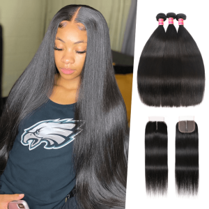 Nadula 4*0.75 Inch Middle Part Straight Virgin Hair Closure with 3 Bundles Soft Unprocessed Human Hair Weave, Catalog Online Nadula 1257