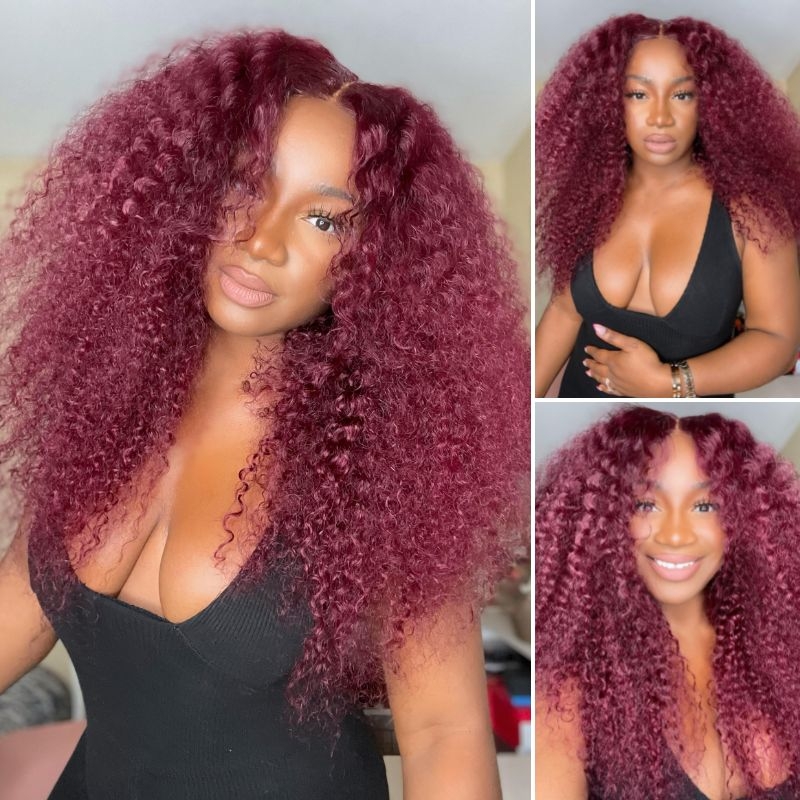 Nadula 4x4 Lace Closure Jerry Curly Wig With 99J Burgundy Colored Wig, Catalog Online Nadula 2186