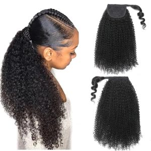 Nadula Afro Kinky Curly Drawstring Ponytail Human Hair Extensions Wrap Around with Clips In for Natural Black, Catalog Online Nadula 1993
