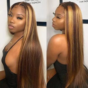 Nadula Honey Blonde Straight Highlight Wigs 13*4 Lace Frontal Human Hair Wigs, Catalog Online Nadula 1343