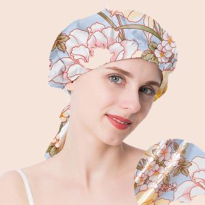 Nadula Floral Pattern Satin Night Cap Sleeping Hat Silk Night Cap For Hair For Women, Catalog Online Nadula 1774