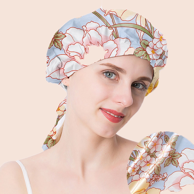 Nadula Floral Pattern Satin Night Cap Sleeping Hat Silk Night Cap For Hair For Women, Catalog Online Nadula 1774