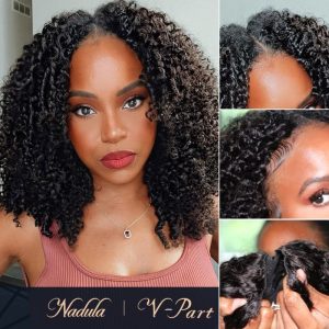 Nadula 60% Off Glueless V Part Kinky Curly Wig Upgrade U Part Human Hair Coily Wig Beginner Friendly Wear and Go, Catalog Online Nadula 2350
