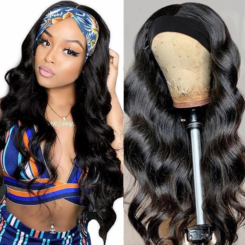 Nadula Headband Wig Body Wave Wigs With Scarf Natural Black Glueless Human Hair No Sew In, Catalog Online Nadula 1124