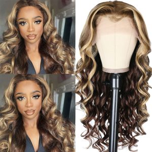 Nadula Whatsapp Flash Deal Perfect Ash Blonde Highlight Human Hair Wig With Baby Hair Bouncy Body Wave Transparent Lace Front Wigs, Catalog Online Nadula 2118