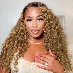 Nadula Whatsapp Flash Deal Honey Blonde Deep Wave Human Hair Wig Ombre Colored Deep Wave Lace Front Wig For Women, Catalog Online Nadula 2076