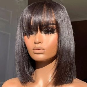 Nadula Human Hair Bob Wig With Bangs 150% Density Virgin Remy Hair Classic Glue-less Wig, Catalog Online Nadula 1065