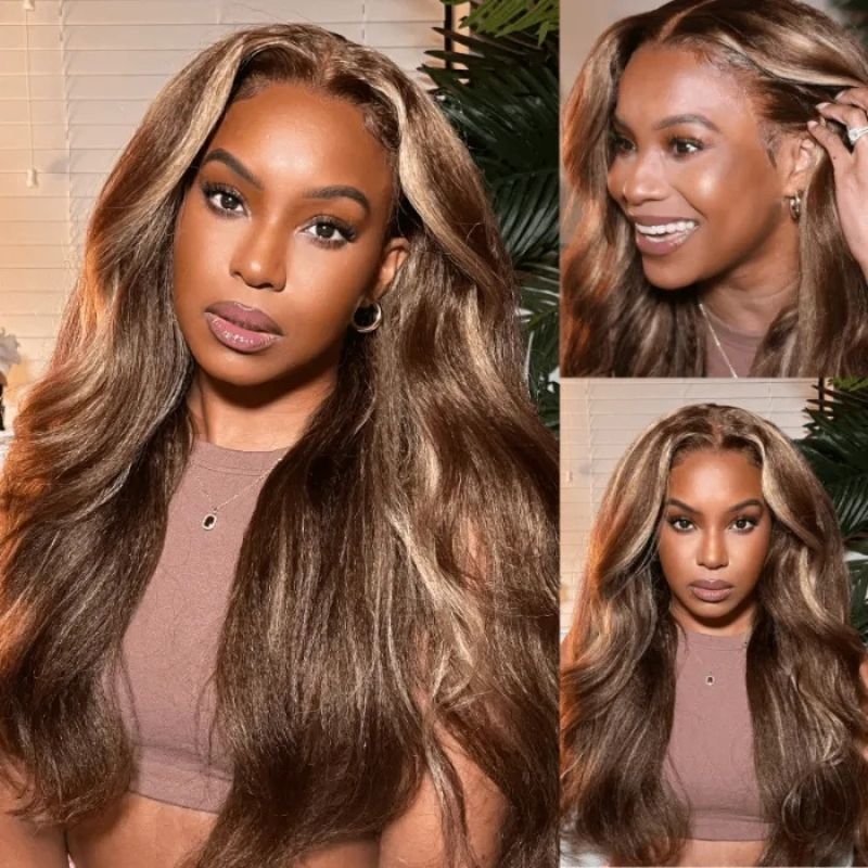Nadula Kinky Straight Highlight Wig 13x4 Lace Front Human Hair Wigs with Upgraded Pre-plucked Natural Hairline, Catalog Online Nadula 2641