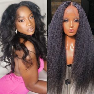 Nadula Kinky Straight T Part Wig Remy Hair Wigs Middle Part Affordable Hand Tied Lace Wigs Pre-Plucked Natural Hairline, Catalog Online Nadula 2291