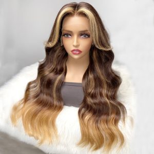 Nadula Flash Deal Long Wolf Cut Curtain Bangs Brunette Chestnut with Blonde Highlights Lace Front Wave Wigs, Catalog Online Nadula 2445