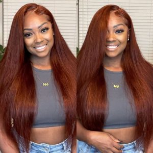 Nadula #33B Reddish Brown Perfectly Natural Hair Kinky Straight Wig Affordable 4C Hair 13x4 Lace Front Wig, Catalog Online Nadula 2306