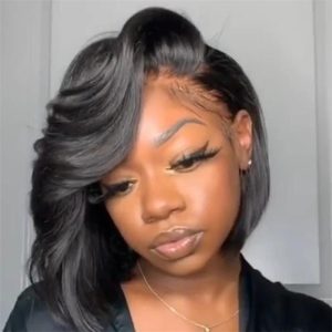 Nadula Short Asymmetrical Straight Bob Wigs Pre Plucked Lace Front Bob Wigs With Side Part, Catalog Online Nadula 1461