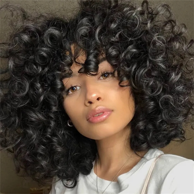 Nadula Whatsapp Flash Deal Short Bouncy Fluffy Curly Wig For Women Brazilian Human Hair Wigs With Bangs, Catalog Online Nadula 1885