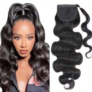 Nadula Silky Body Wave Ponytail With Clip In Wrap-around Ponytail Extension Hair Natural Black Virgin, Catalog Online Nadula 1995