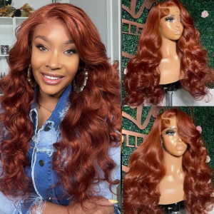 Nadula 13x4 Copper Brown Body Wave Lace Frontal Wig Pre-plucked Colored Human Hair Wigs for Women, Catalog Online Nadula 2697
