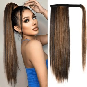 Nadula Flash Deal Straight Drawstring Ponytail Hair Extensions Wrap Around With Clips In Ombre Brown Color, Catalog Online Nadula 2528