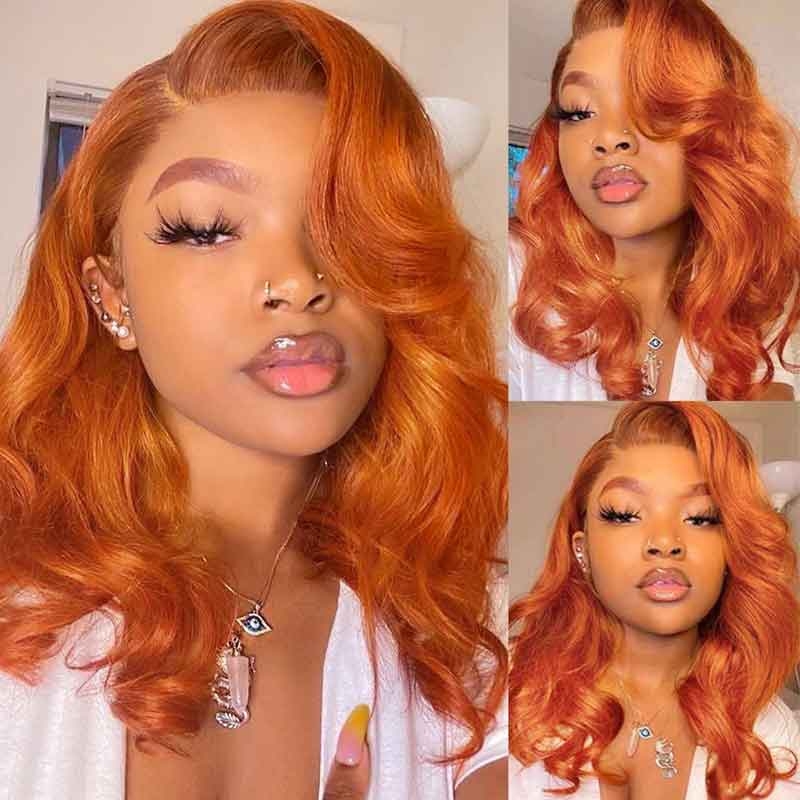 Nadula 16 Inch 88J Colored Orange Ginger 4x0.75 Lace Part Wig Body Wave Human Hair Wig With Baby Hair, Catalog Online Nadula 1679