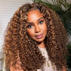 Nadula 13*4 Lace Frontal Jerry Curly Human Hair Wig Piano Brown Highlight Color 150% Density Wig, Catalog Online Nadula 2387
