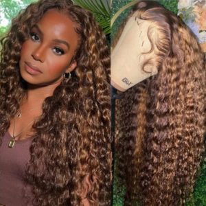 Nadula 13x4 Water Wave Lace Front Wig Piano Brown Highlight Wig Affordable P430 Ombre Colored Human Hair Wigs for Women, Catalog Online Nadula 2563
