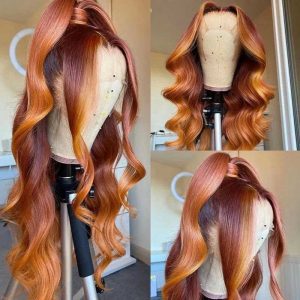 Nadula Ginger And Copper Red Highlight Straight Wigs Ombre Lace Frontal Wig With Natural Hairline, Catalog Online Nadula 1641