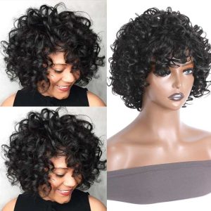 Nadula Short Bouncy Curls Human Hair Wigs With Bangs Glueless Pix Cut Wigs For Black Women, Catalog Online Nadula 1574