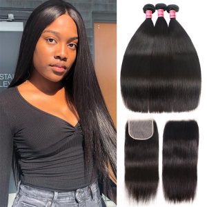Nadula Straight Hair Weave 3 Bundles With Lace Closure Soft Silk Unprocessed Virgin Human Hair, Catalog Online Nadula 1001