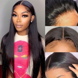 Nadula Fake Scalp Lace Wig 4*0.75 inch Hand Tied Lace Wig Middle Part Straight Hair Wigs With Baby Hair, Catalog Online Nadula 1842