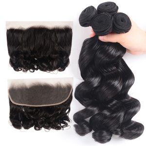 Nadula Loose Wave Hair Weave With 13X4 Lace Closure 4 Bundles Thick Human Hair, Catalog Online Nadula 902