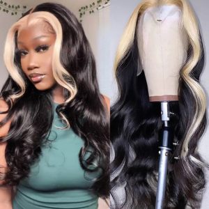 Nadula #1B27 Highlight Body Wave Lace Frontal Wig 13x4 Gorgeous Honey Blonde Highlight Wig Human Hair 150% Density, Catalog Online Nadula 2546