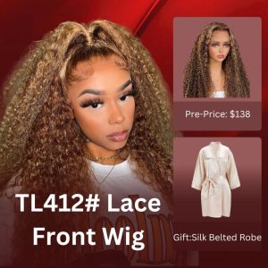 Nadula Pre Sale Highlight Brown Curly Lace Front Wigs Honey Blonde Highlight Human Hair 150% Density Wigs TL412 Color, Catalog Online Nadula 1469