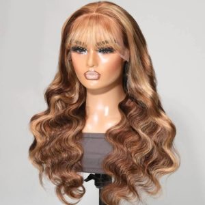 Nadula Honey Blonde 150% Density And 180% Density Body Wave Lace Front Wigs Shadow Root Highlight Human Hair Wigs With Bangs For Women, Catalog Online Nadula 2738