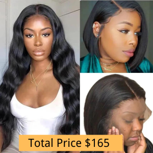 Nadula Buy 1 Get 1 Free 20 Inch Body Wave 13*4 Lace Frontal Remy Human Hair Wigs With 14'' Bob Straight Wig, Catalog Online Nadula 2208