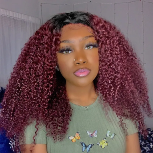 Nadula Glueless V Part Jerry Curly Wig 99J Burgundy Red Color With Dark Roots Beginner Friendly, Catalog Online Nadula 2403