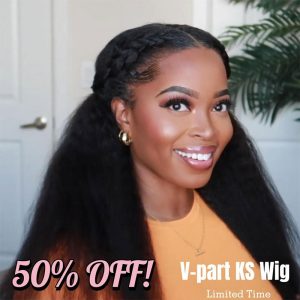 Nadula V Part Kinky Straight Human Hair Wigs Protective Style Wigs No Lace No Gel Glueless Kinky Wigs, Catalog Online Nadula 1695