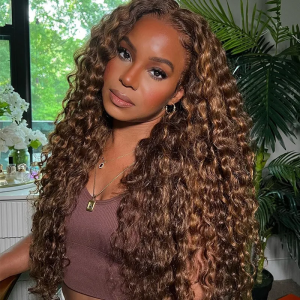 Nadula Whatsapp Flash Deal 13*4 Lace Frontal Water Wave Human Hair Wig Piano Brown Highlight Wig P430 Ombre Color 150% Density Wig For Sale, Catalog Online Nadula 2358