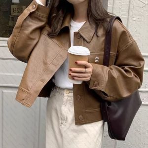 Designer Women's Leather Jacket Spring and Autumn Luxury Women's Coat Brand Women's Jacket Fashion Casual Coat