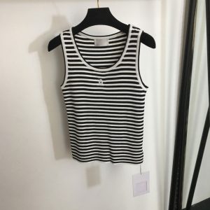 24 Designers Womens Tops Tees Tanks Camis Chest Letter T shirt Summer cool striped slim knit vest pink light green black crop cc tank top dress ladies blouse X250505