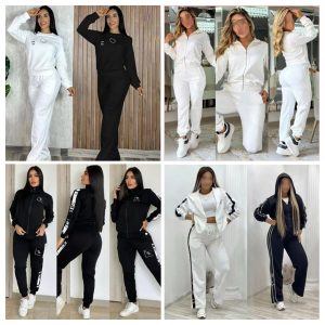 Designer Women's Suit Hoodie New Fashion Sexy Long Sleeve Embossed Set Embroidery Pocket Wide Leg Two Pieces