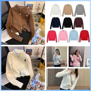 designer sweater women Horse embroidery polo sweater cardigan collar cable-knit long-sleeved sweater stylish classic cardigan loose and casual design Sizes S-XL