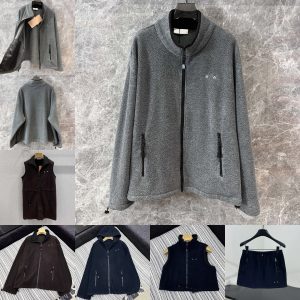 Luxury Letter Embroidered Fleece Jacket Coat Designer Women Long Sleeve Zipper Outerwear Winter Autumn Vacation Street Style Velour Jackets