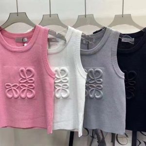 Summer fashion tank top women female knitted designer vest sexy embroidery inlaid diamond vest ventilation woven top