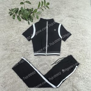 Women Tracksuits Two Pieces Set Designer New Summer Fashion Long Sleeve Sexy Crop Top High Waist Loose Casual Straight Wide Leg Pants Set